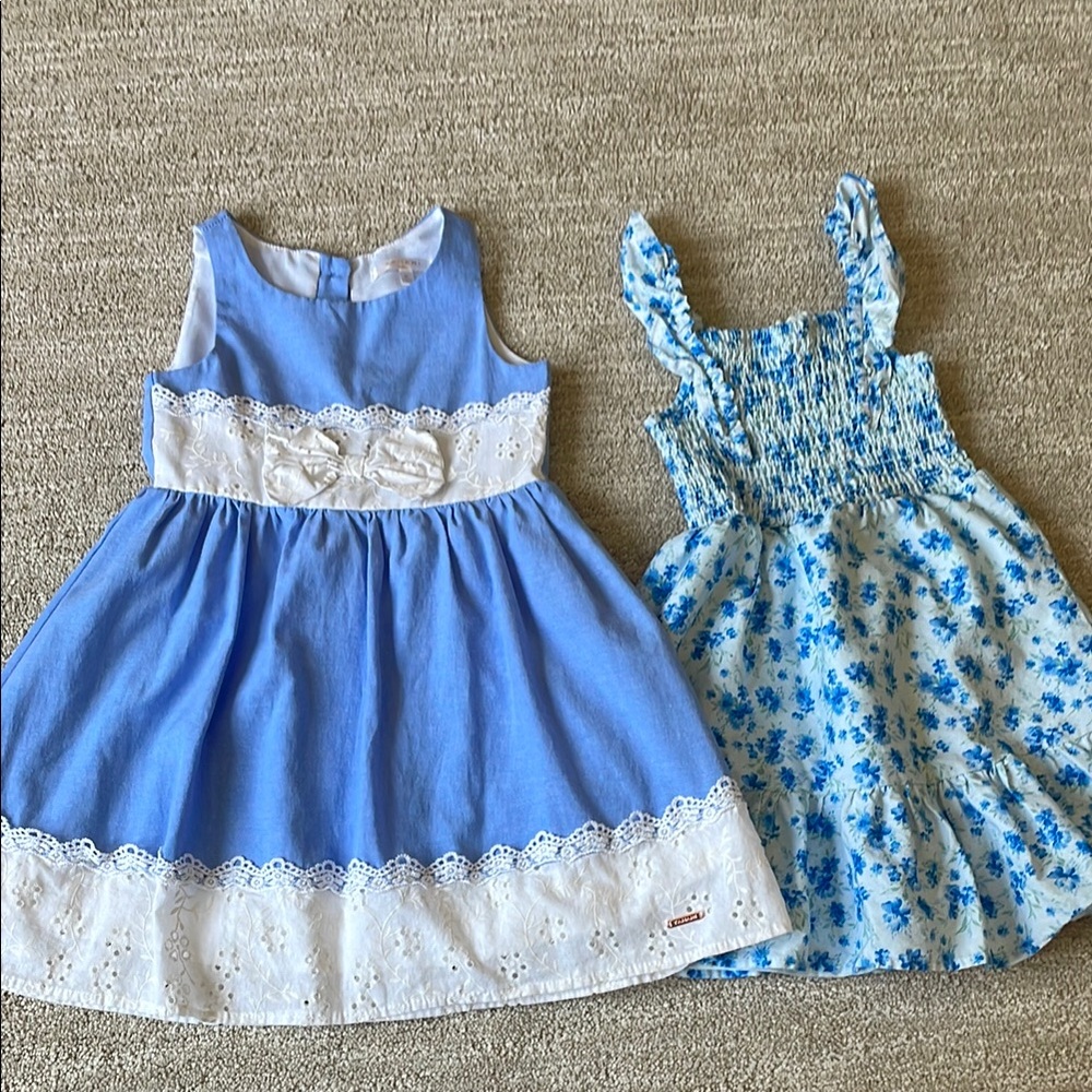 Tahari Blue and White and btween Floral Kids Dress collection
